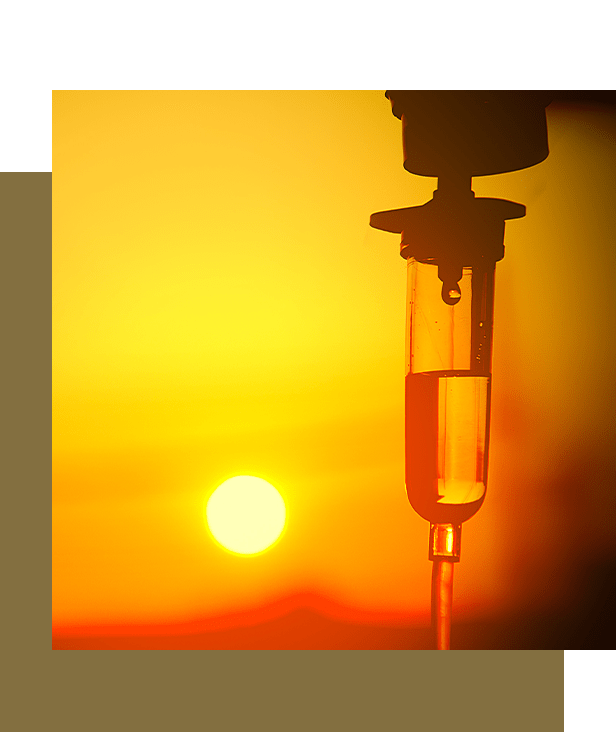 Sunset photo of an iv drip